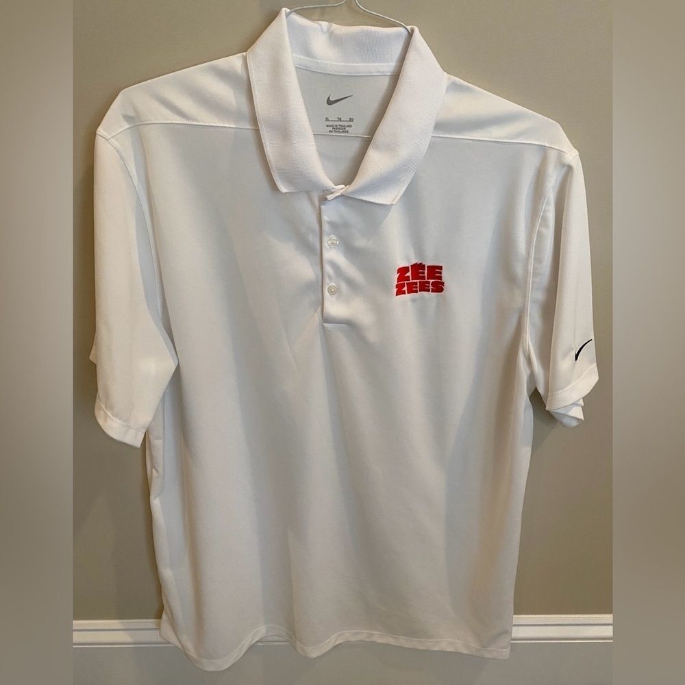 Nike Zee Zees Logo White Collared Short Sleeve Golf Polo Shirt Men's Size XL
